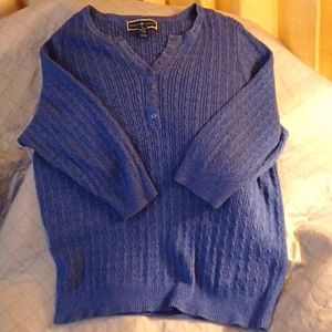 Henley Sweater, 3/4 sleeve, Deep Blue, Sz L